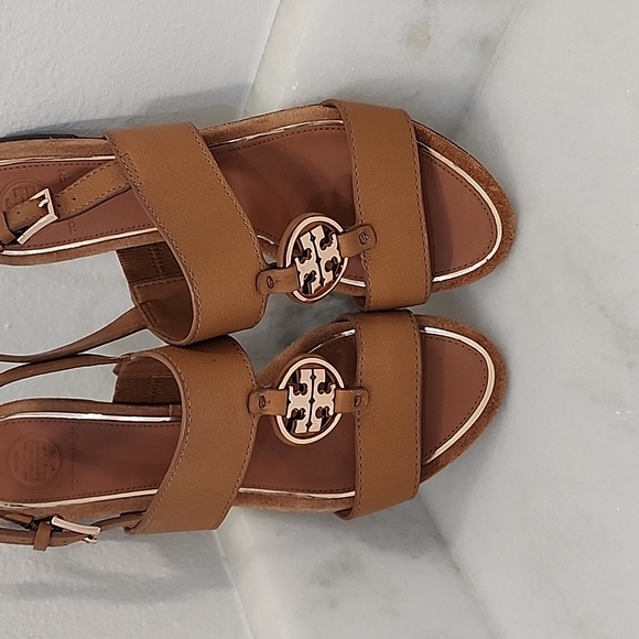 Tory Burch Sandals Straps Brown Rose Gold Size 7.5 - Picture 2 of 12